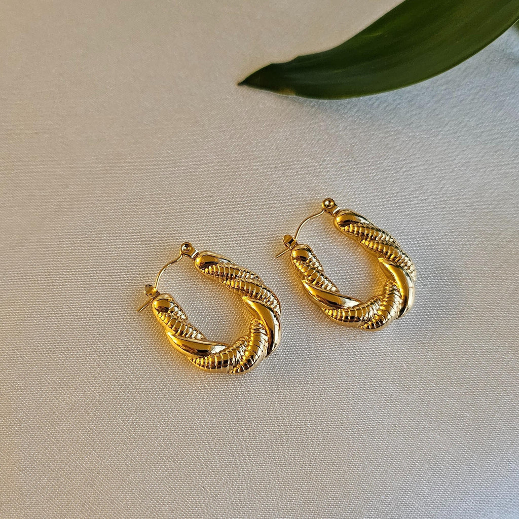 Twisted Gold Hoop Earrings