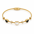 Heart Charm Cable Bangle