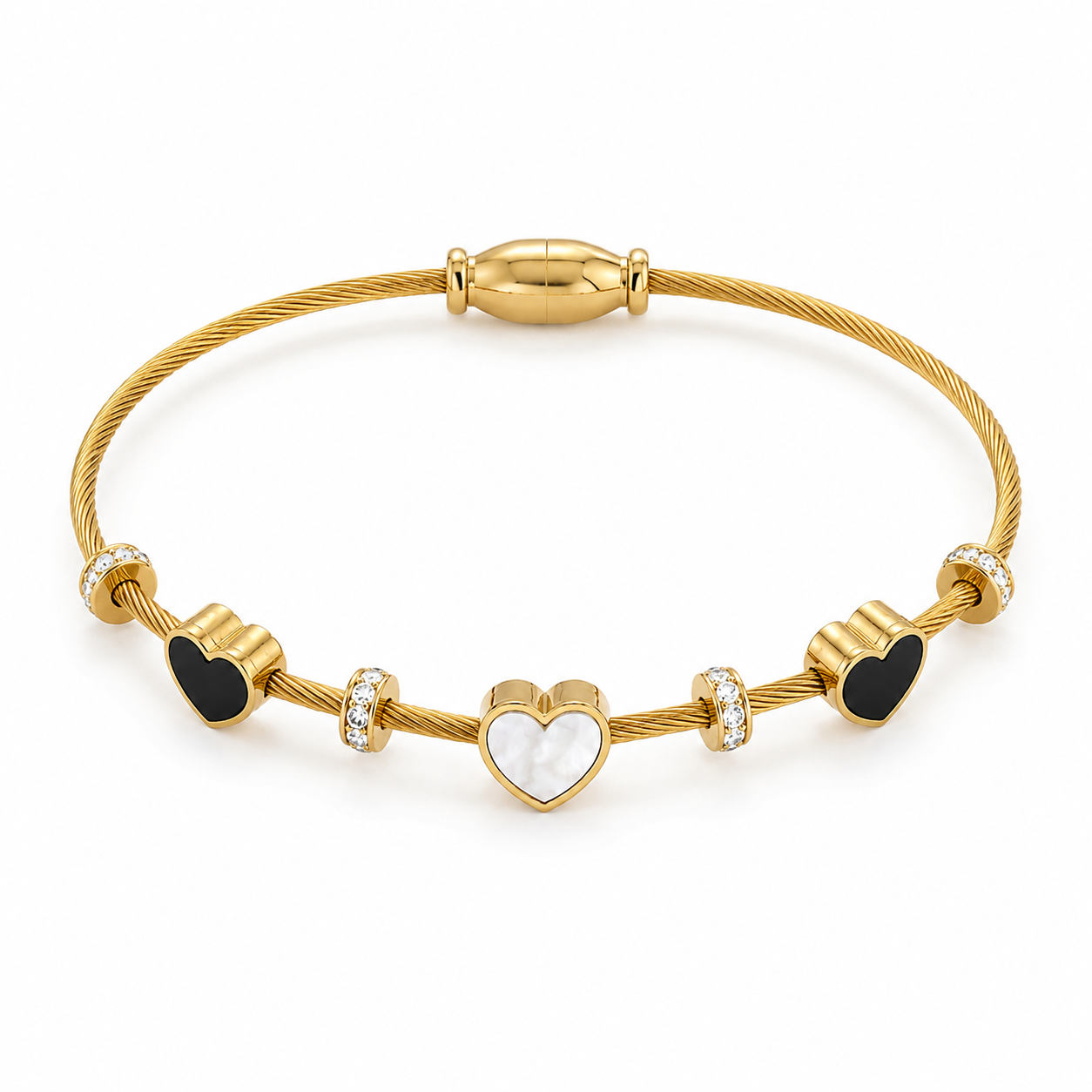 Heart Charm Cable Bangle