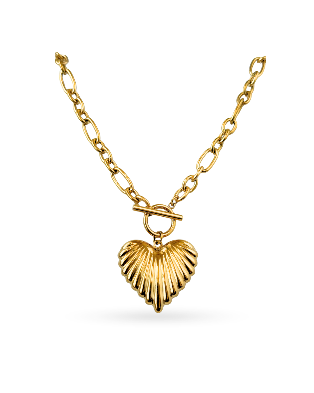 Chunky Gold Heart Pendant Necklace