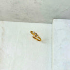 Tristone Gold Plated Ring