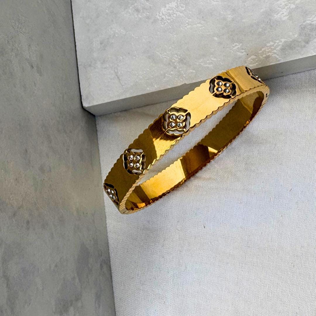 Floral Gold Bangle Bracelet