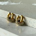 Pavé Double Circle Drop Hoop Earrings