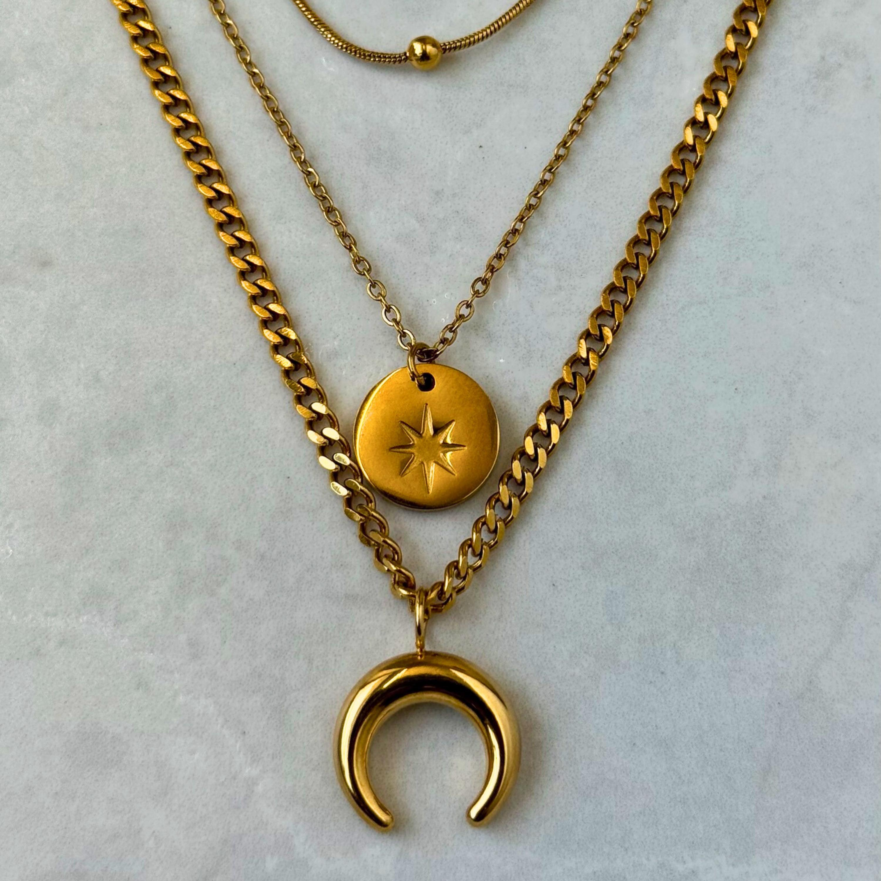 Star Moon Three Layered Necklace