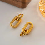 Spiral Coil Drop Hoop Earrings