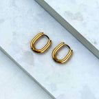 Oval Chunky Huggie Hoop Earrings