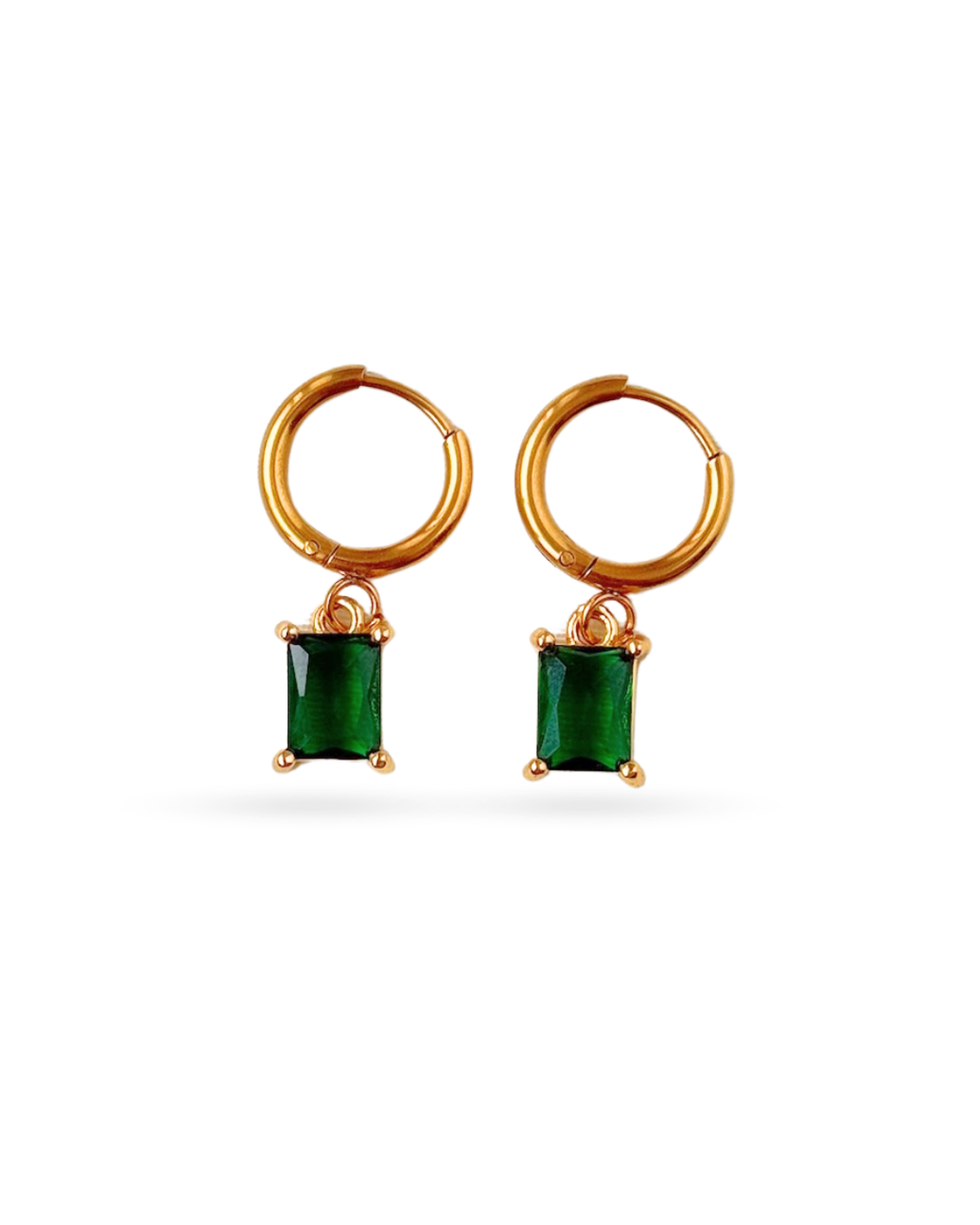 Square Emerald Hoop Earrings