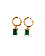 Square Emerald Hoop Earrings