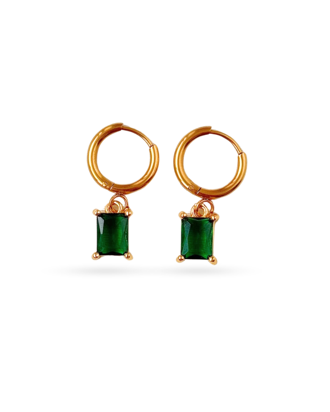 Square Emerald Hoop Earrings