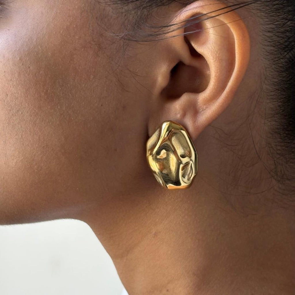 Gold Statement Stud Earrings