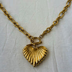 Chunky Gold Heart Pendant Necklace