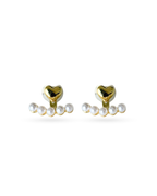 Gold Pearl Heart Ear Jacket Earrings