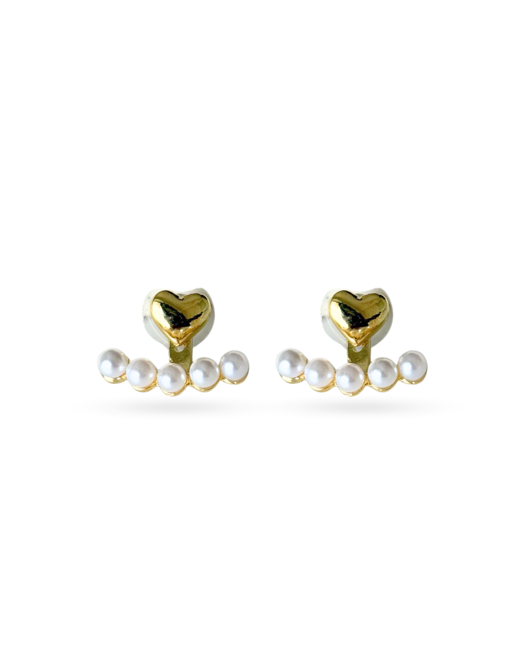 Gold Pearl Heart Earrings
