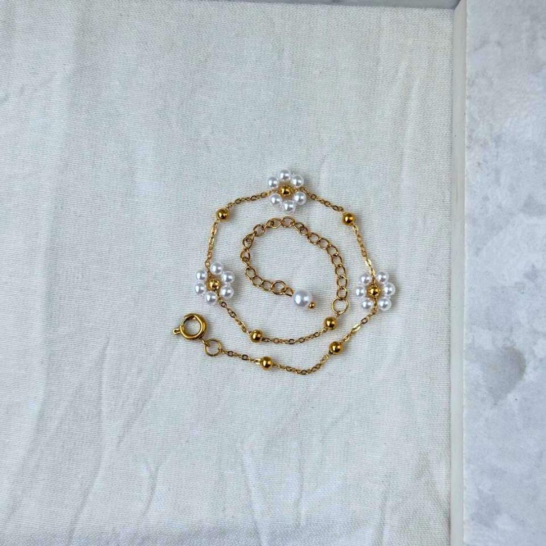 Pearl Flower Bracelet & Necklace Set