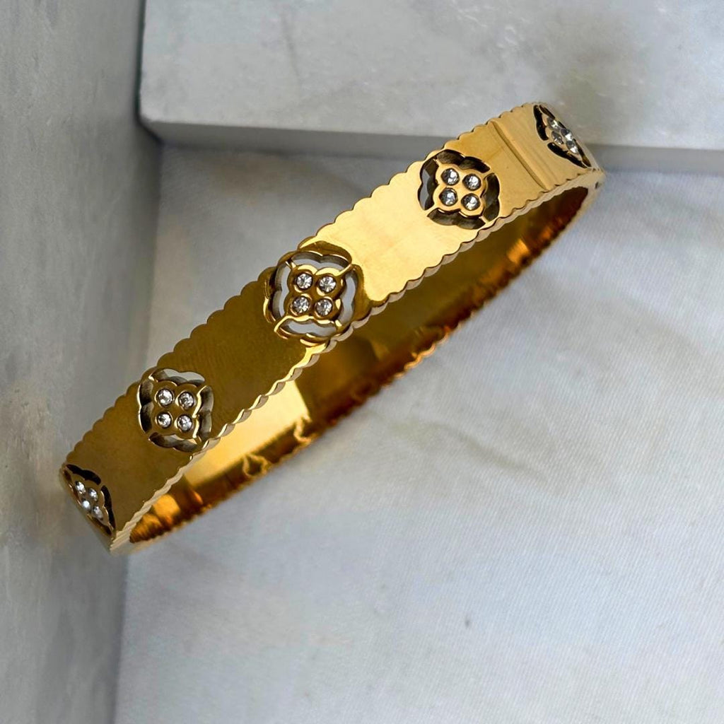 Floral Gold Bangle Bracelet