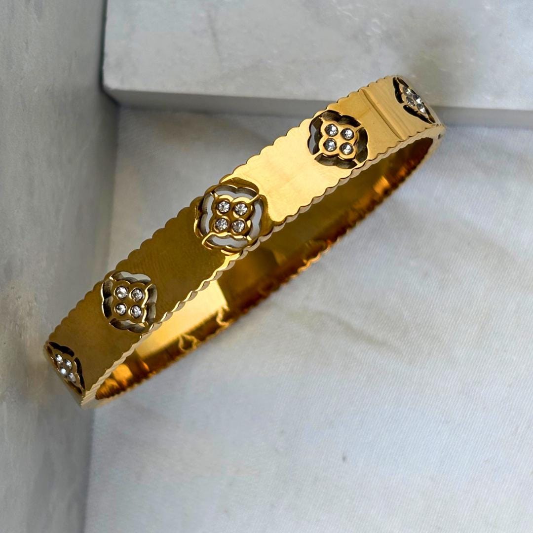 Floral Gold Bangle Bracelet