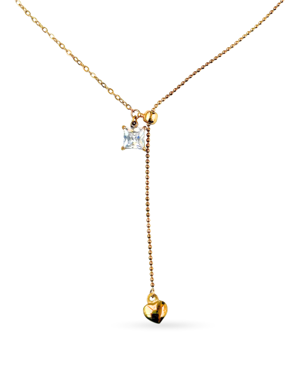 Gold Heart Lariat Necklace