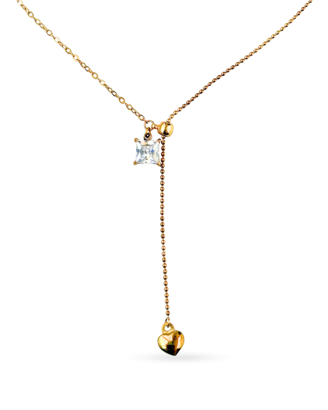 Gold Heart Lariat Necklace