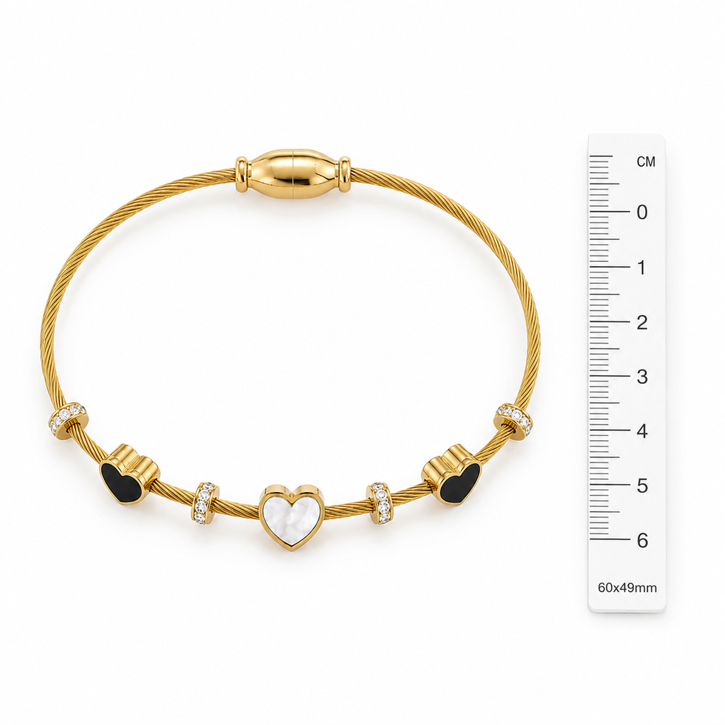 Heart Charm Cable Bangle