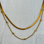 Double Herringbone Chain Necklace Set