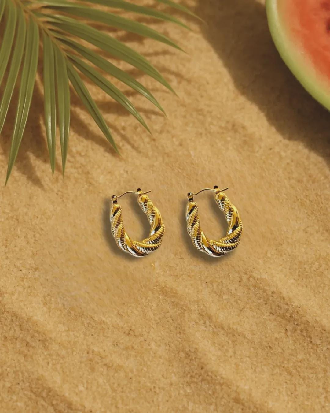 Twisted Gold Hoop Earrings