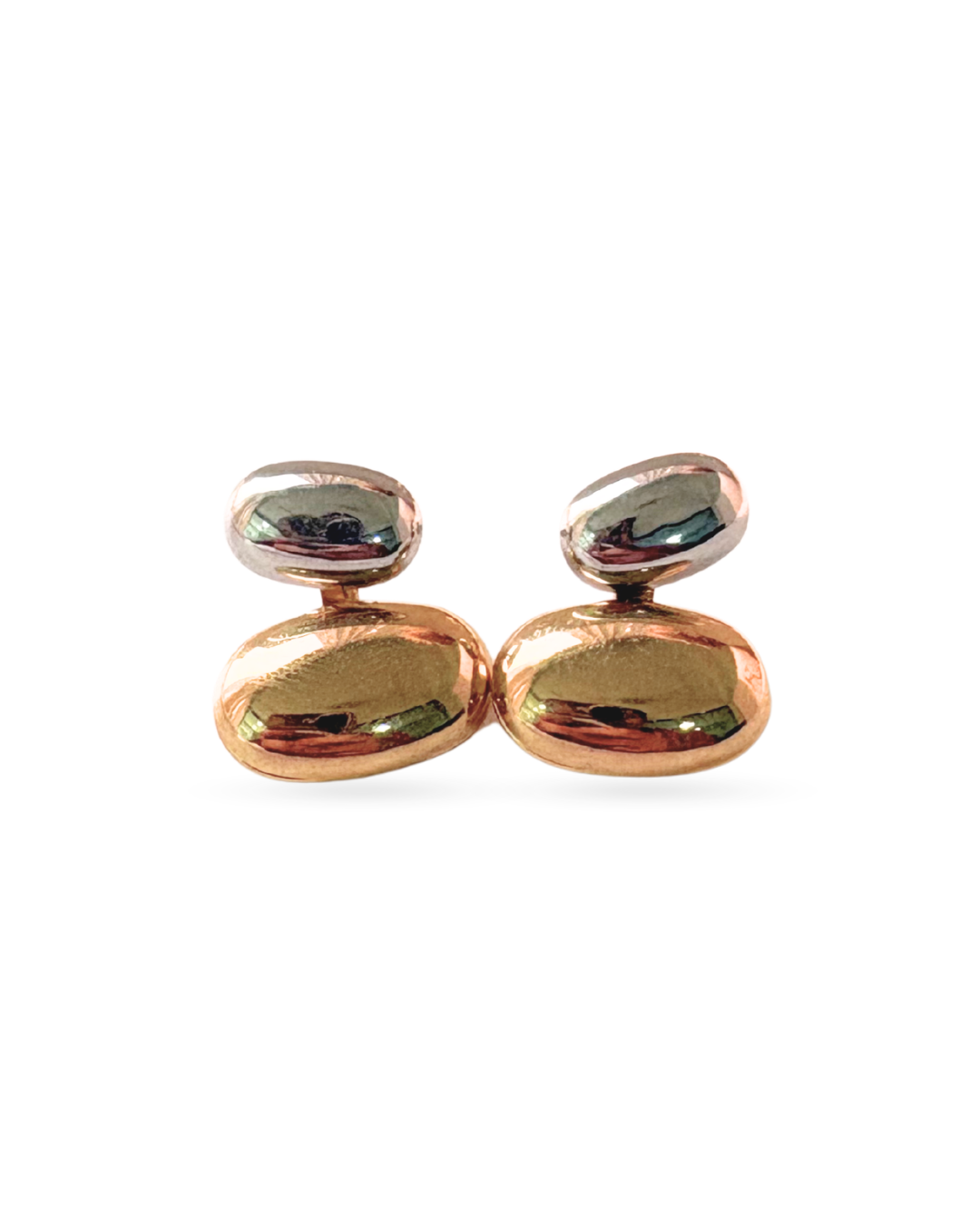 Dual Tone Pebble Stud Earrings