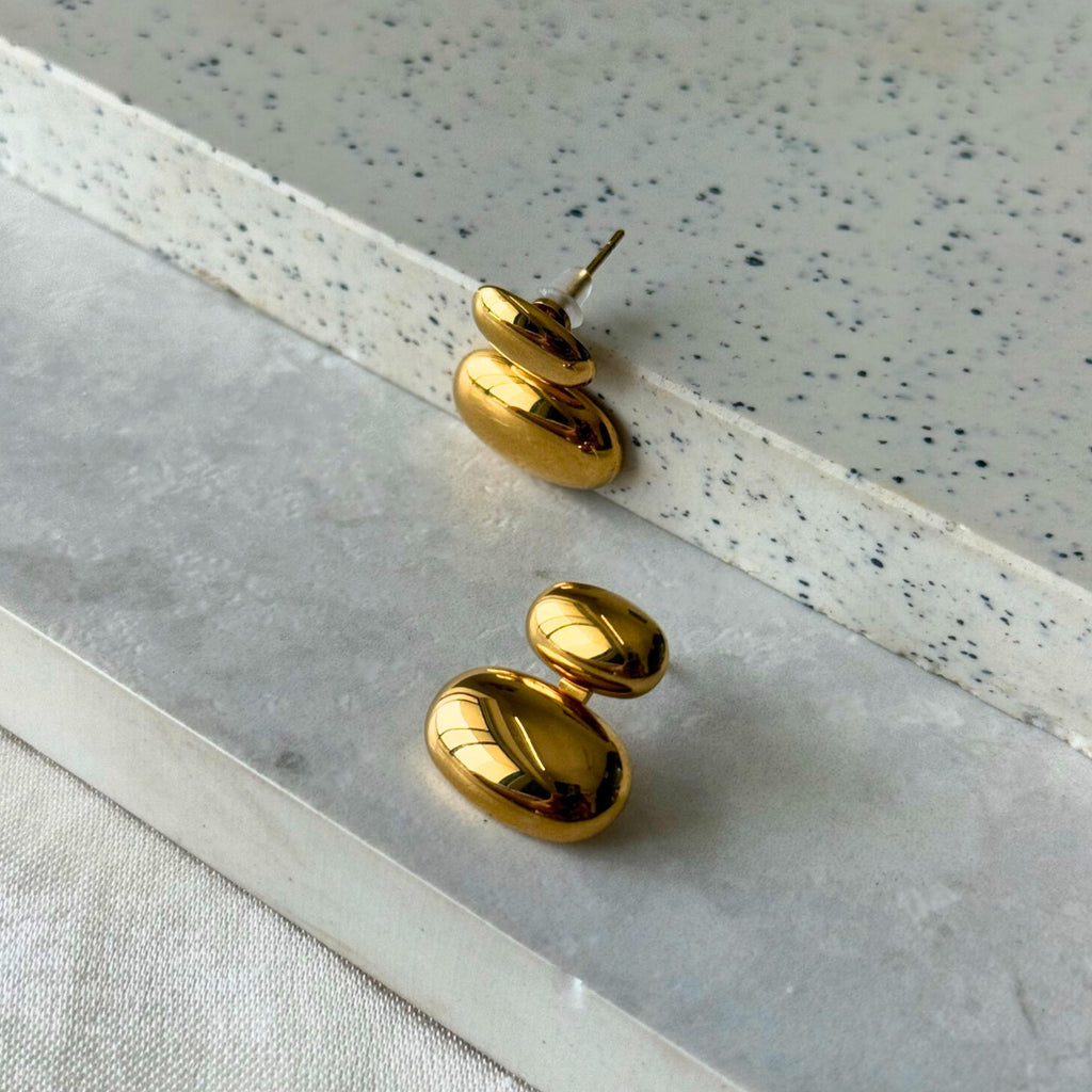 Gold Double Dome Earrings