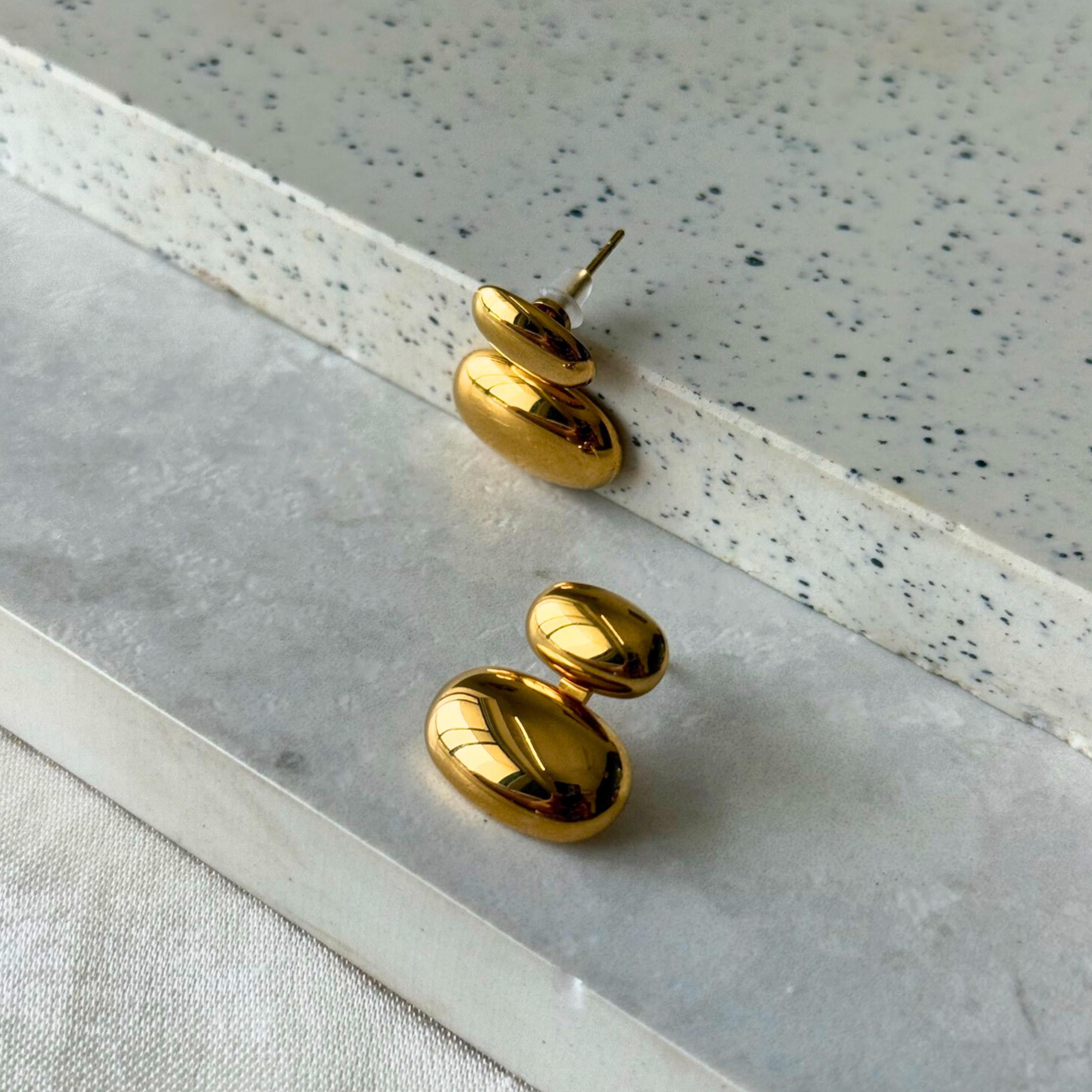 Gold Double Dome Earrings
