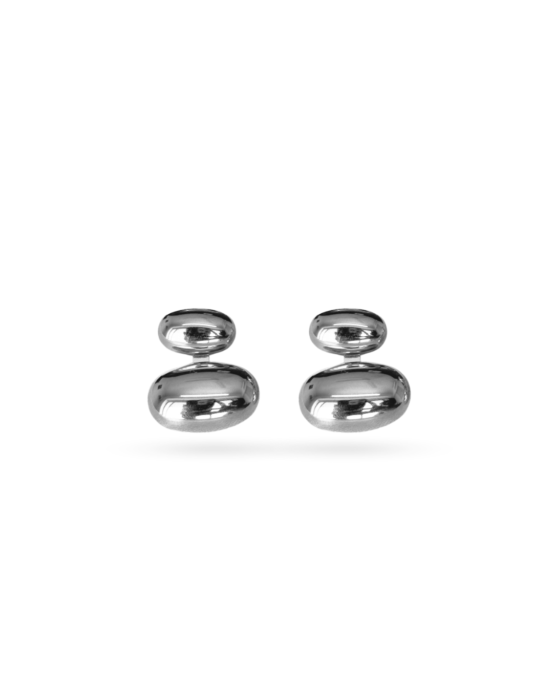 Silver Tone Pebble Stud Earrings