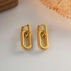 Spiral Coil Drop Hoop Earrings