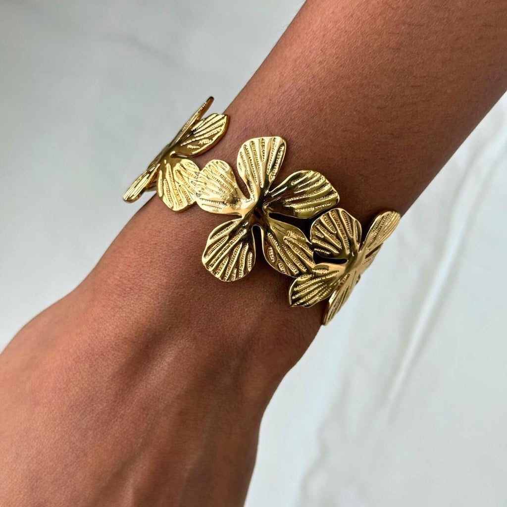 Floral Adjustable Bangle Bracelet