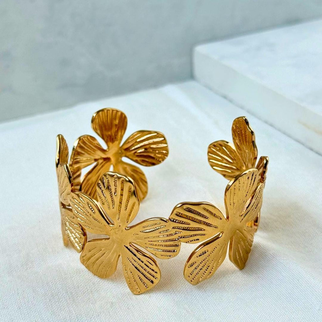 Floral Adjustable Bangle Bracelet