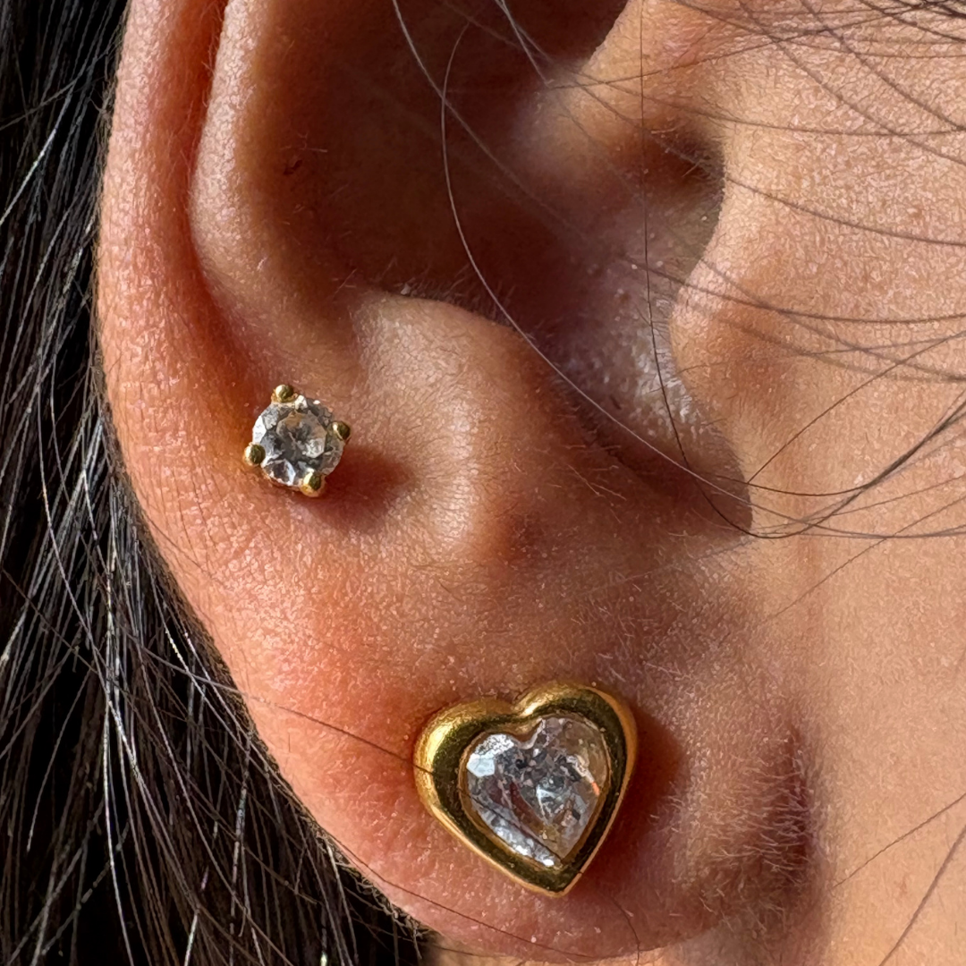 Heart Zircon Stud Earrings