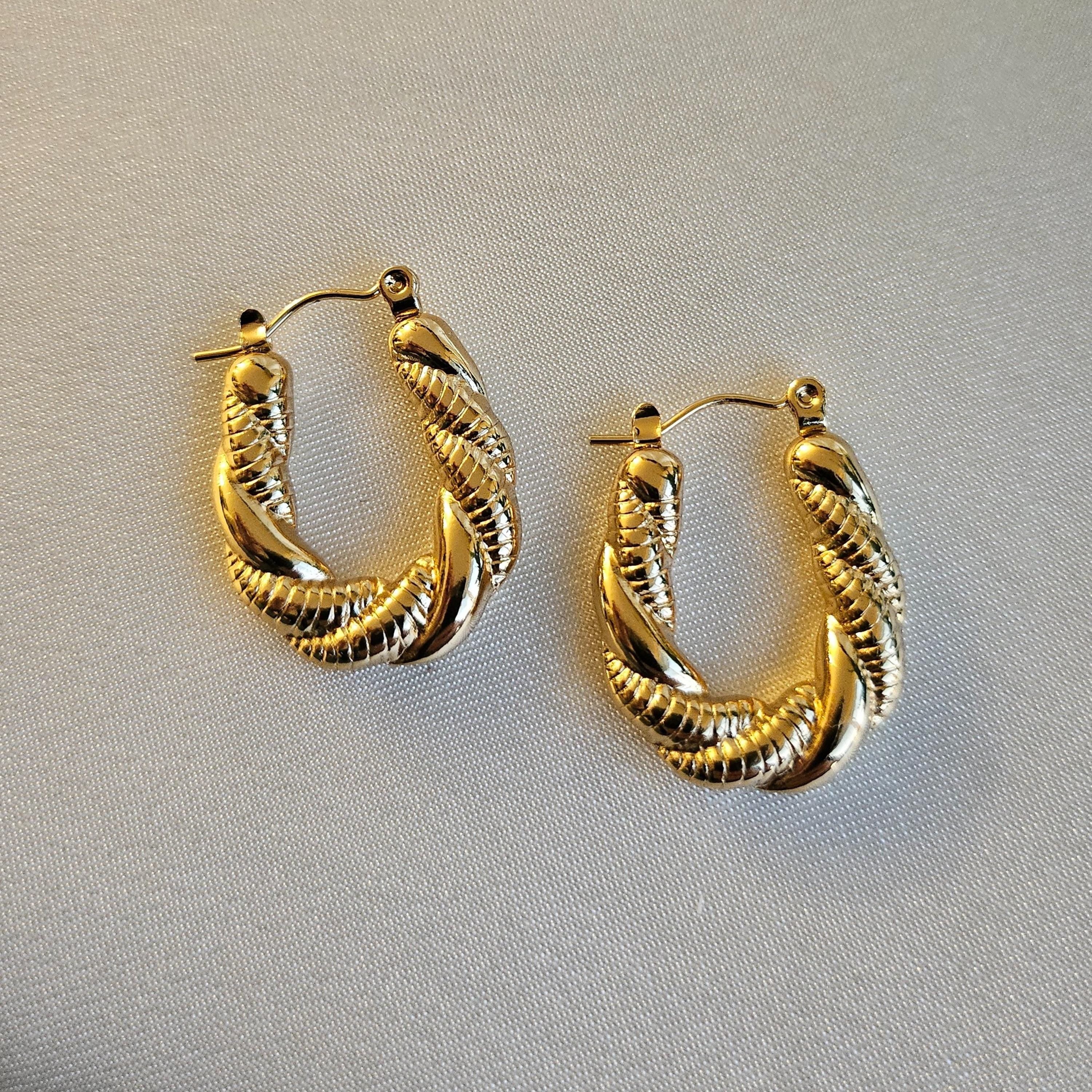 Twisted Gold Hoop Earrings
