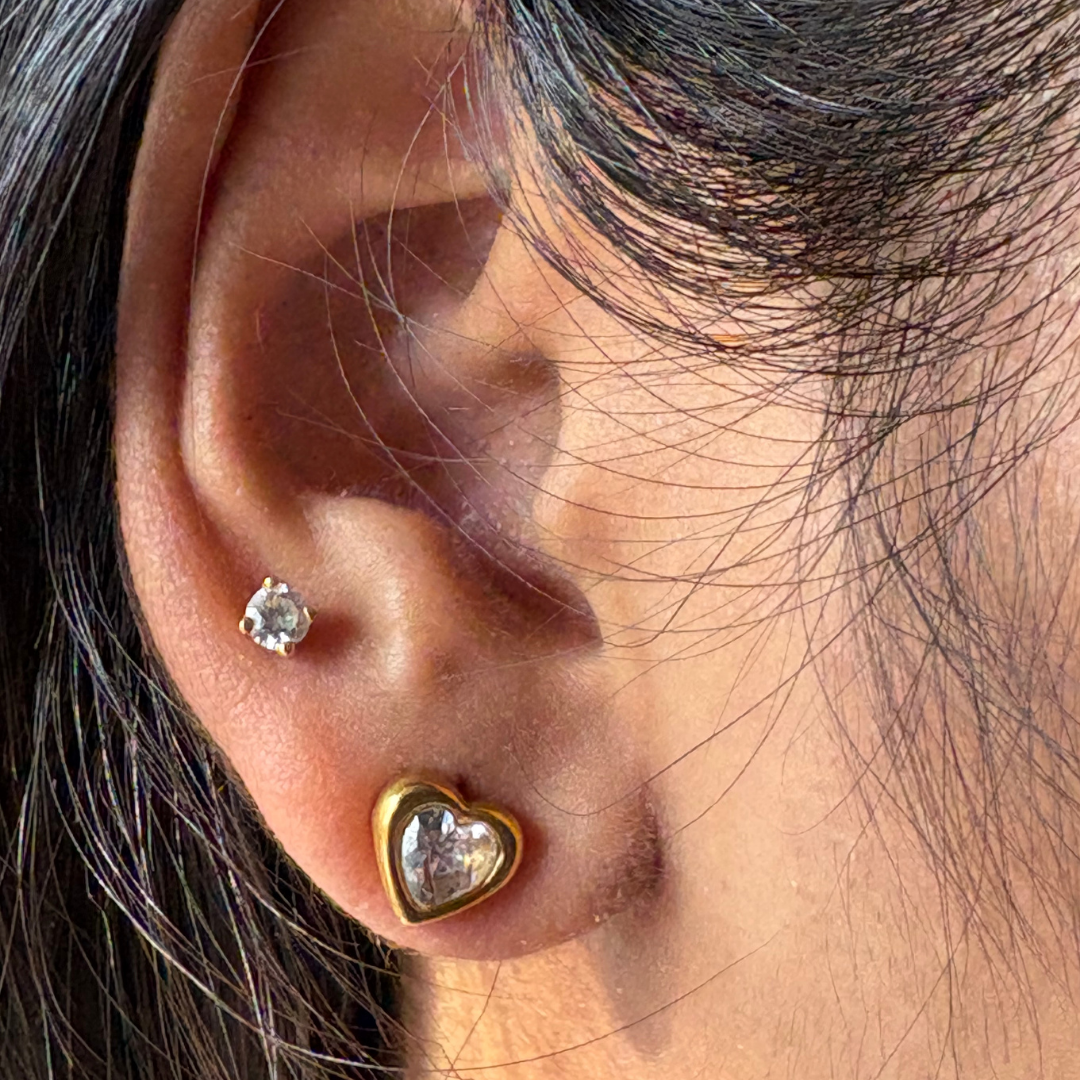 Heart Zircon Stud Earrings