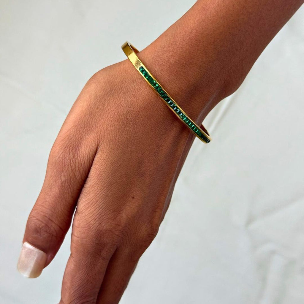 Emerald Stone Bangle Bracelet