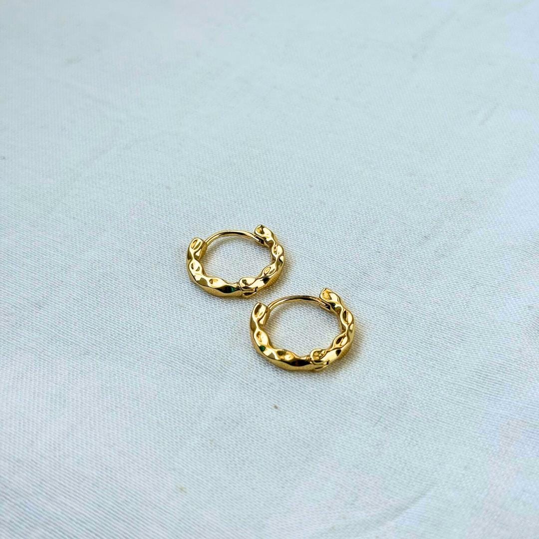 Twisted Wave Huggie Hoop Earrings