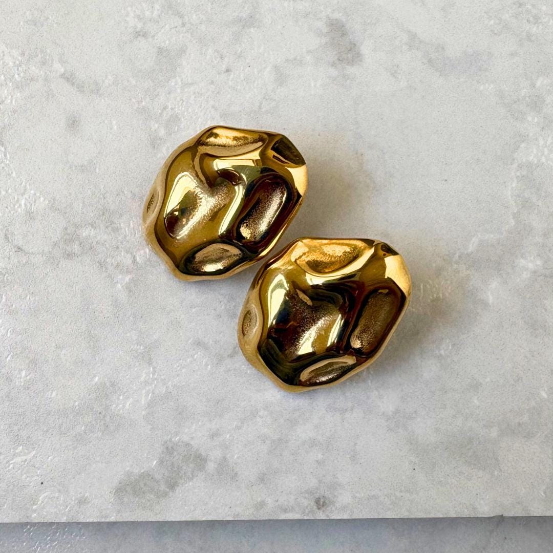 Gold Statement Stud Earrings