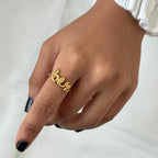 Gold Love Script Ring
