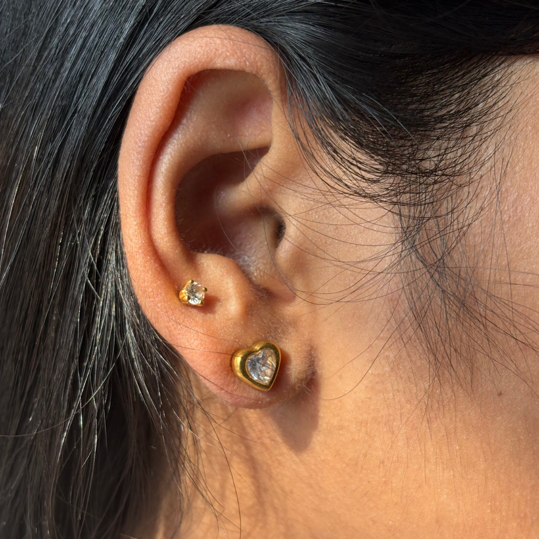Heart Zircon Stud Earrings