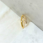 Pave Pearl And Diamond Open Ring