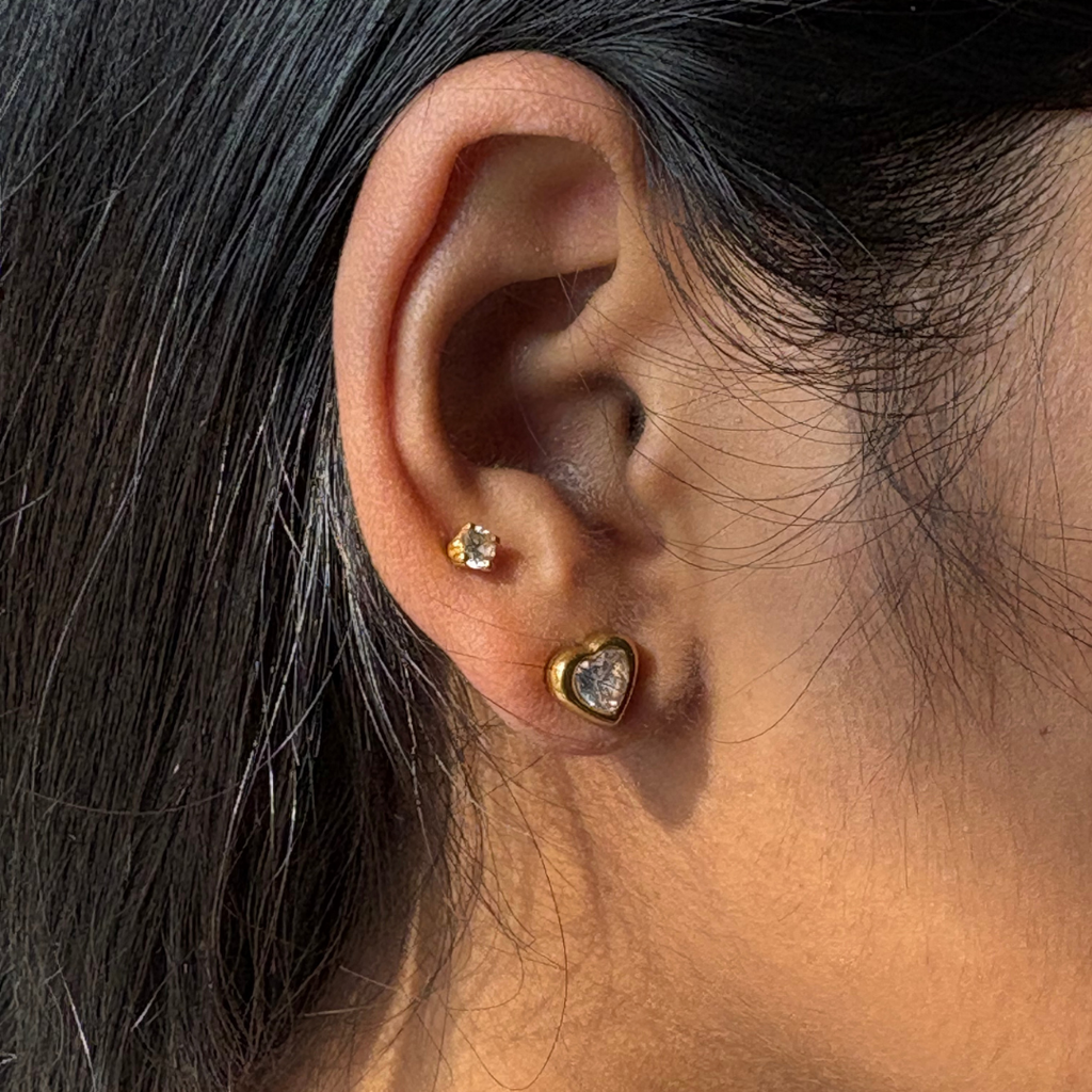 Heart Zircon Stud Earrings