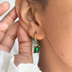 Square Emerald Hoop Earrings