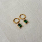 Square Emerald Hoop Earrings