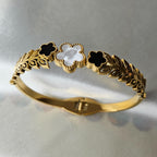Clover Gold Bangle Bracelet – 18K Gold PVD Clover Cuff | Minimal Geometric Jewelry by FeelAmara