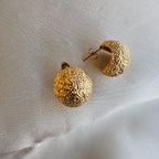 Chunky Lava Textured Gold Stud Earrings