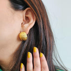 Chunky Lava Textured Gold Stud Earrings