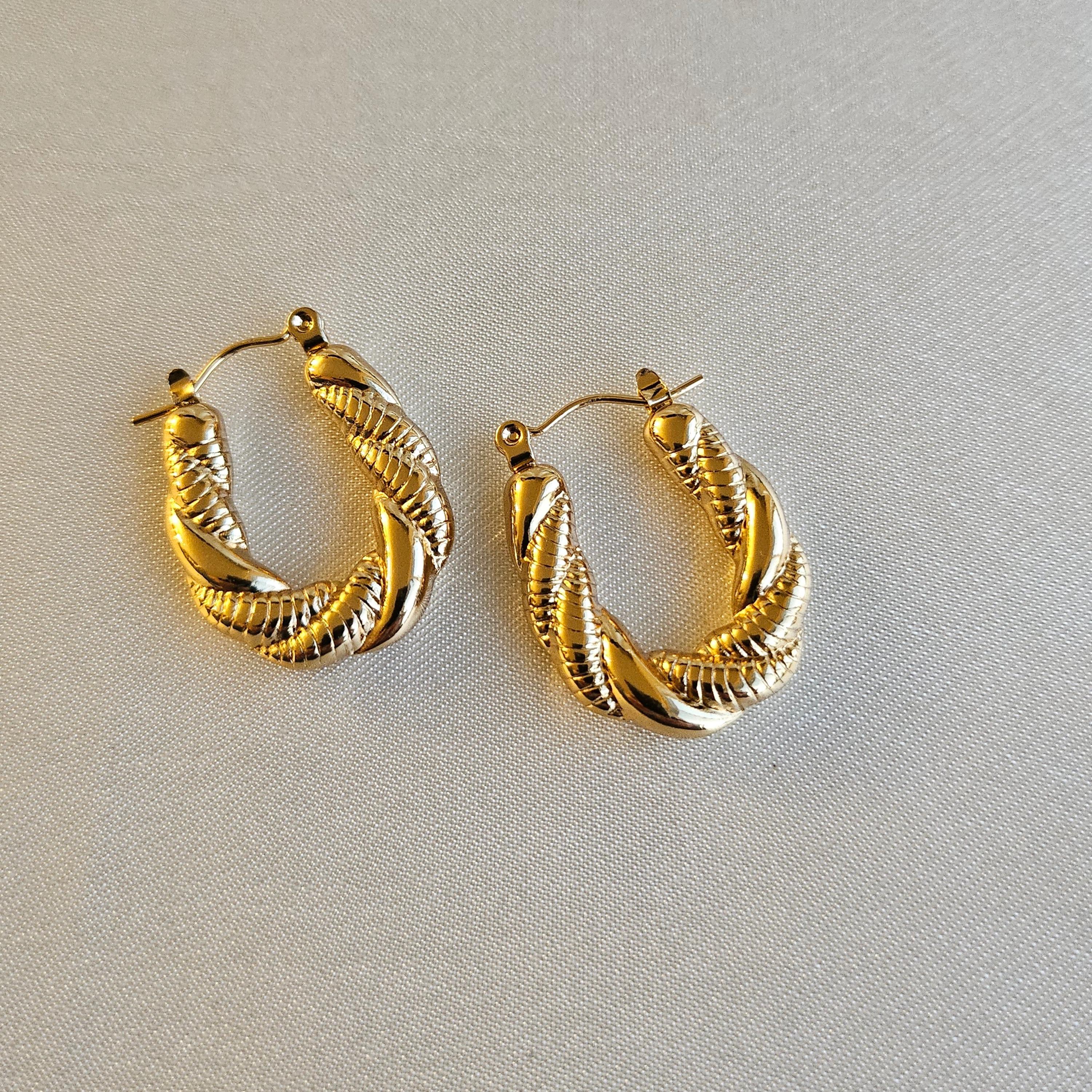 Twisted Gold Hoop Earrings