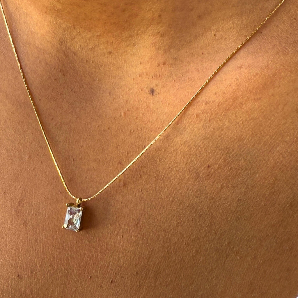 Geometric Stone Pendant Necklace