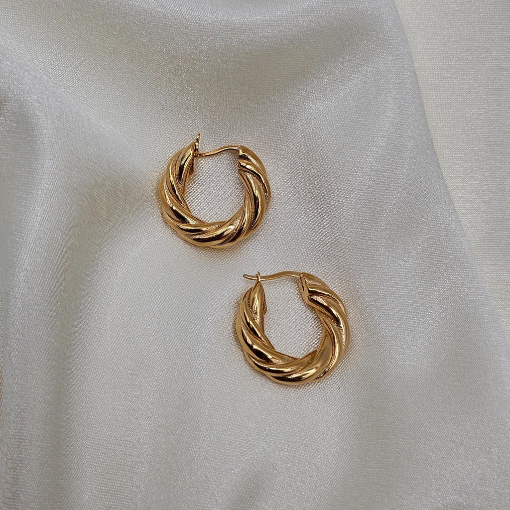 Twisted Gold Hoop Earrings